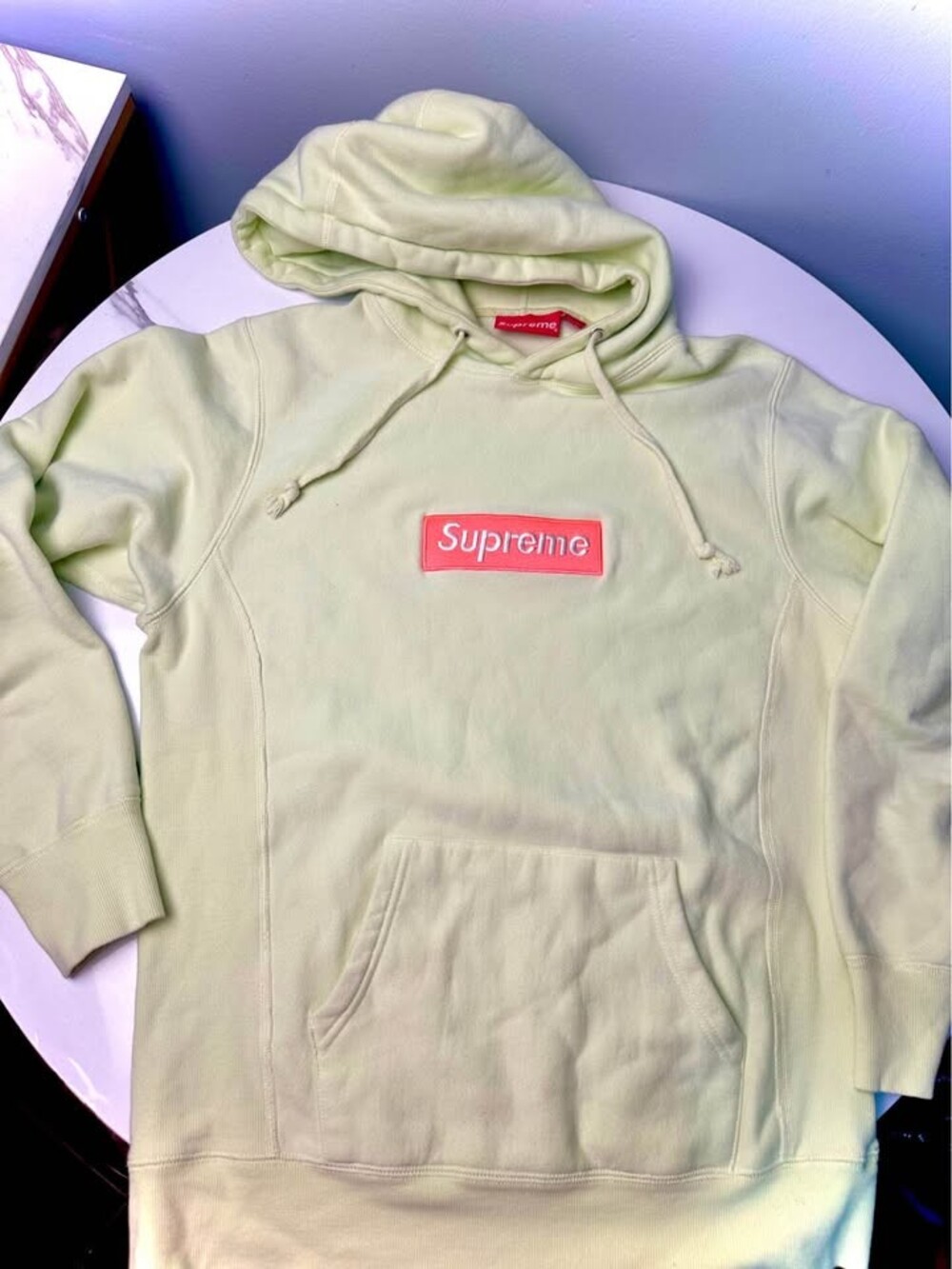 Authentic Supreme Box Logo Hoodie FW17 Pale Lime / Pink - Size Medium BOGO